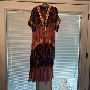 Free People Paisley silk maxi dress Small Like New